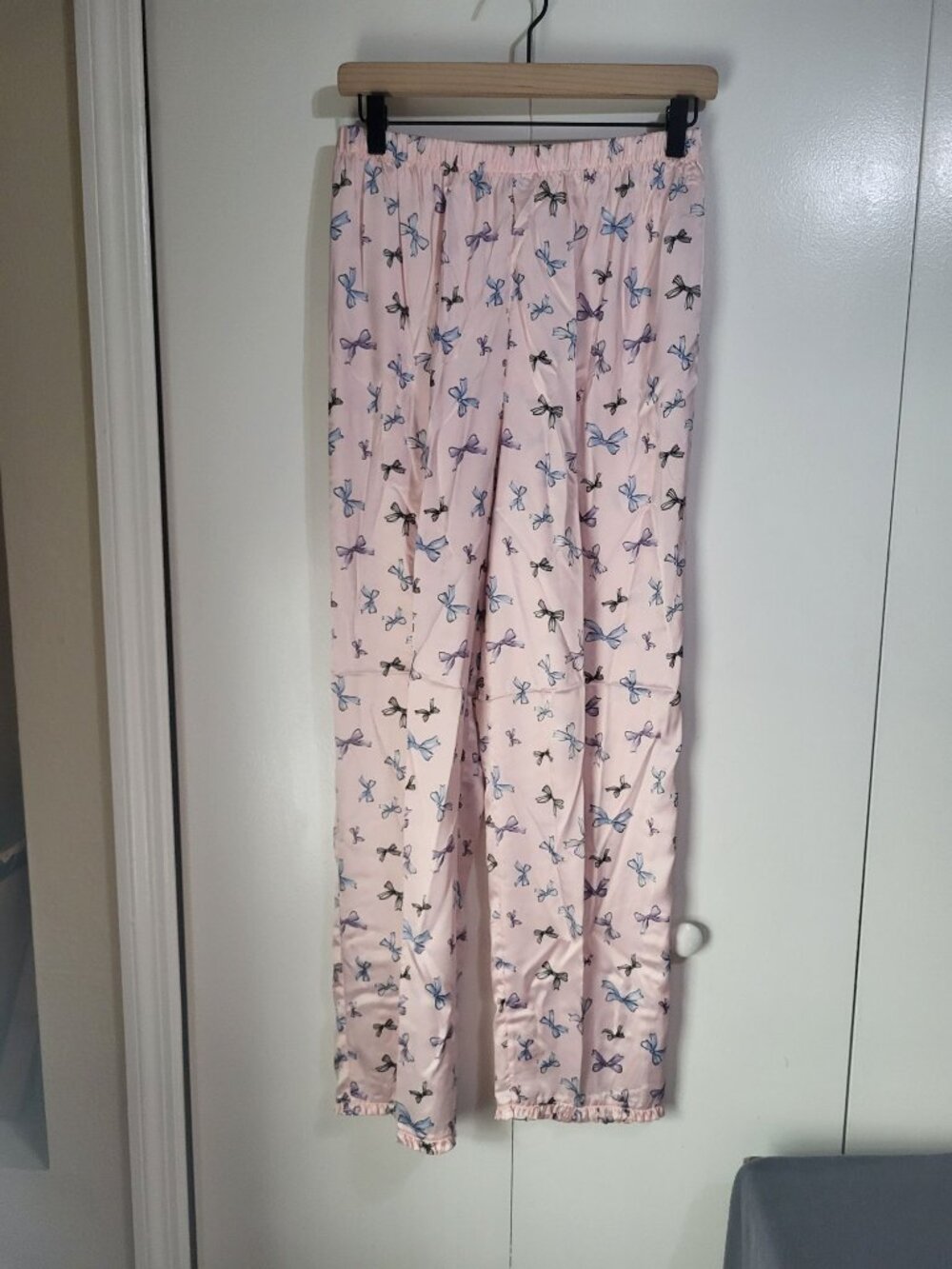 Victoria's Secret M Vintage y2k Satin Pajama Set Pink Bows Ruffles Girly Feminin - Picture 6 of 8